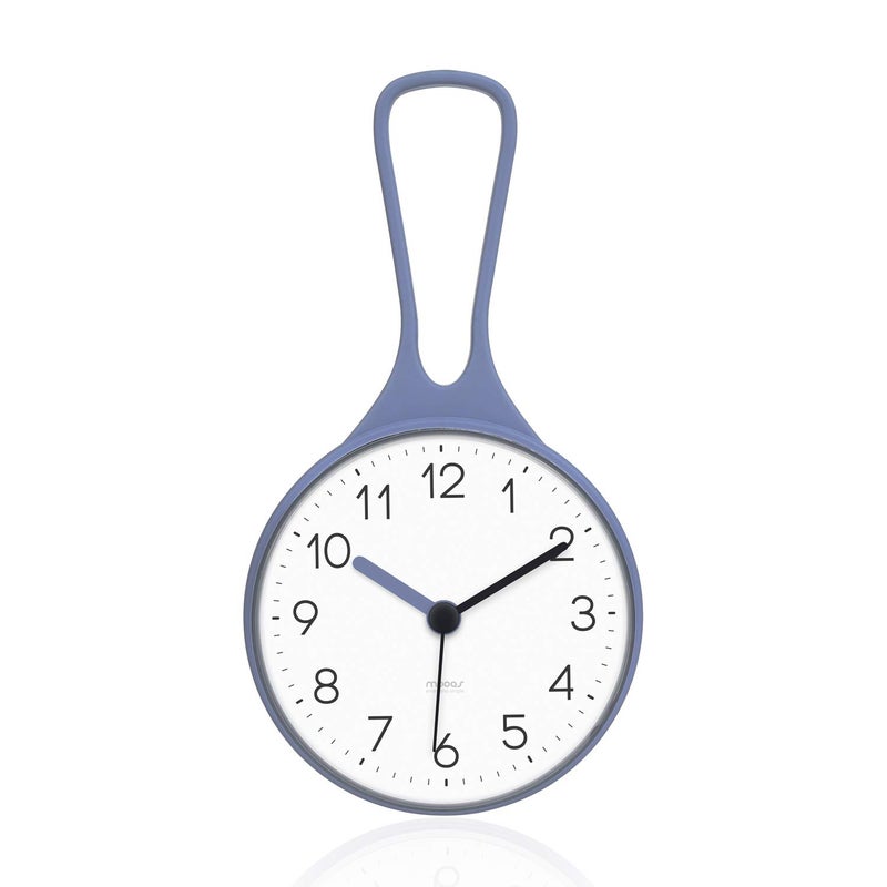 mooas Loop Bathroom Clock  Shower Clock  Waterproof Shower Clock  Hanging Clock with Hook  Waterproof Shower Clock  Kitchen Clock  Non-Ticking Battery Operated (Blue) - Image 1